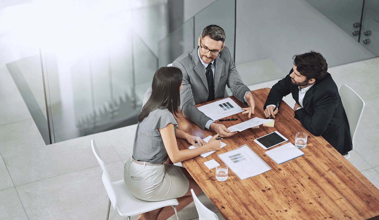 Profesionales en reunión de consultoría